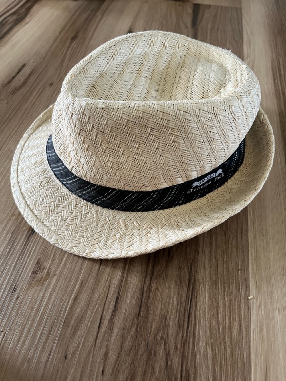 Panama Jack Natural Straw Fedora with Black Ribbon